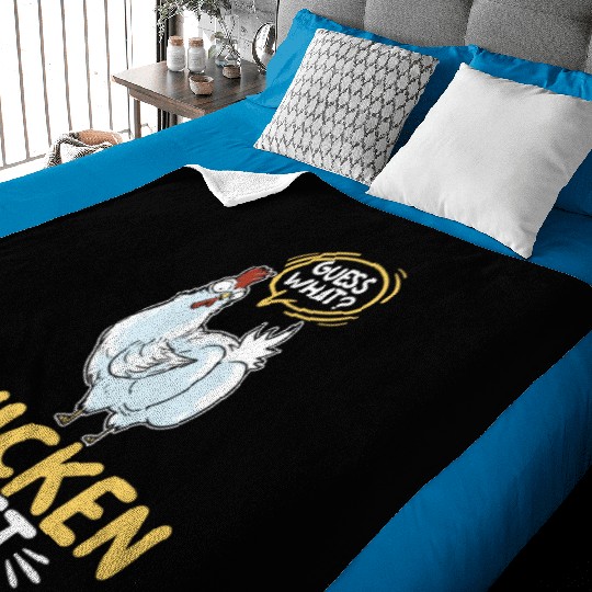 Guess What Chicken Butt Chicken Rooster Farmer Baby Blankets