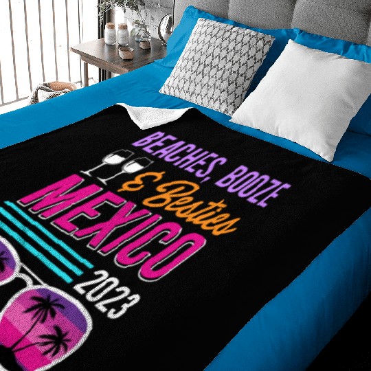 Beaches Booze Besties Mexico Vacation Spring Break Baby Blankets