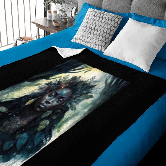 Black Nature Goddess - African American, Woodland Baby Blankets