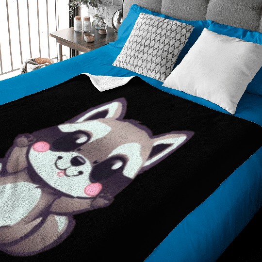 cute chibi raccoon Baby Blankets