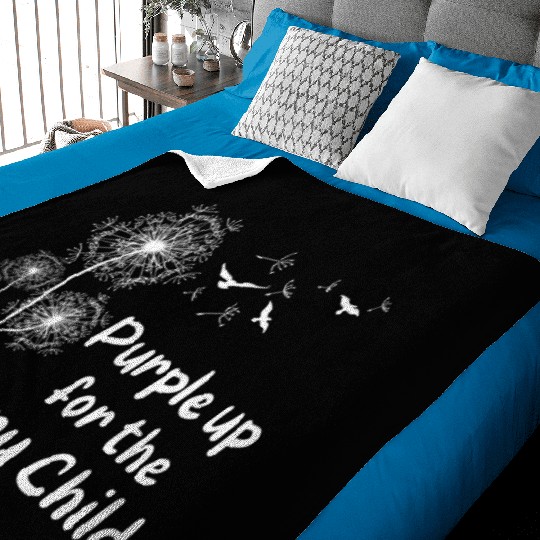 Floral Purple Up For Military Child Kids month Baby Blankets