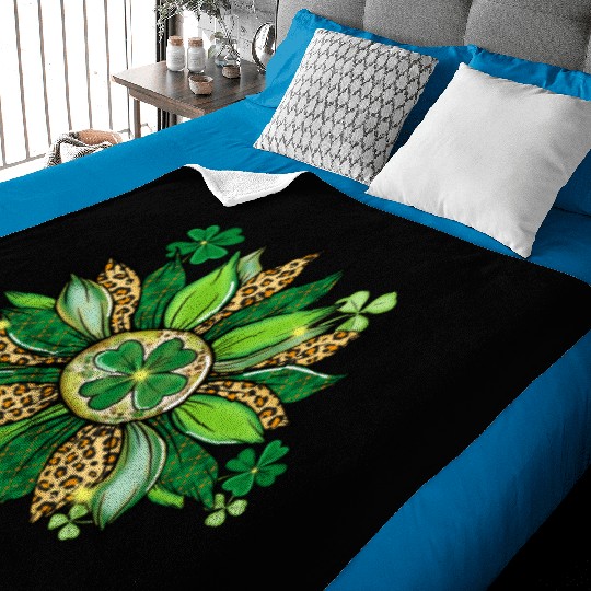 Sunflower Green With Leopard Baby Blankets