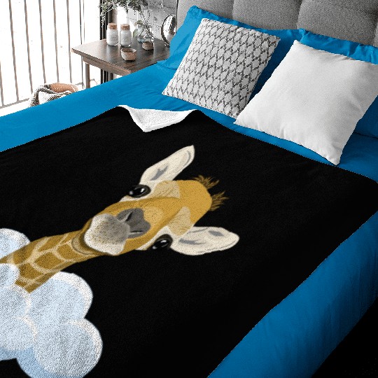 Giraffe with overlook Baby Blankets