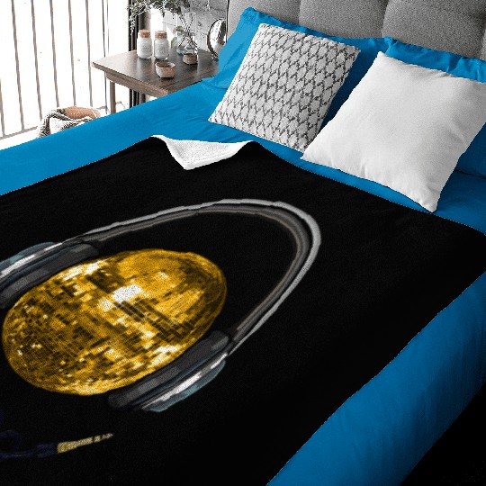 Gold Disco Ball Music Headphones Baby Blankets