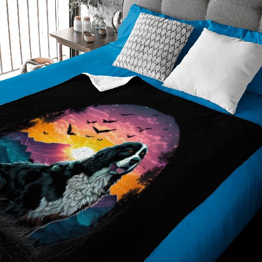 Bernese Mountain Dog with Mountain Sunrise view Baby Blankets