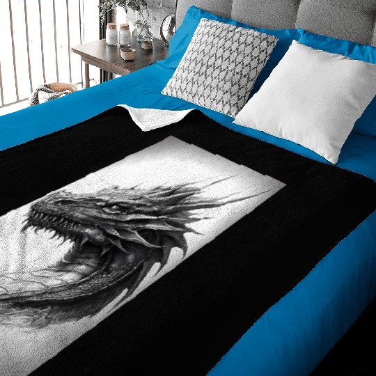Realistic Dragon Drawing Baby Blankets
