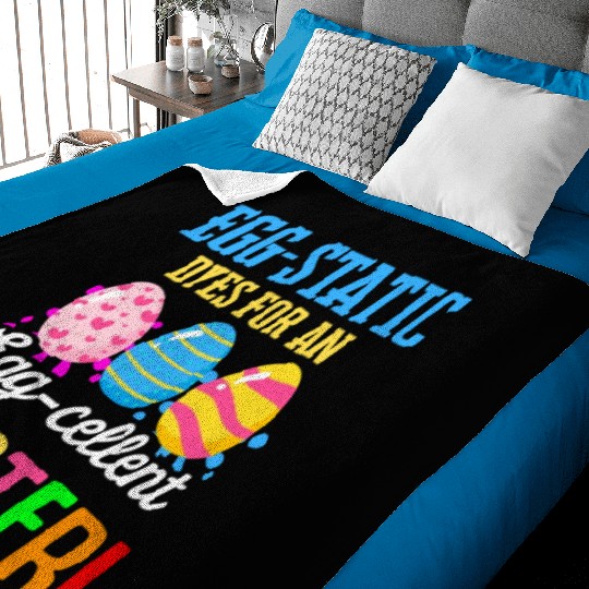 Easter Colorful Egg Dye Rabbit Egg Hunt Baby Blankets