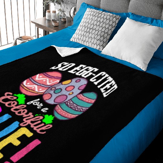 Easter Colorful Egg Dye Rabbit Egg Hunt Baby Blankets