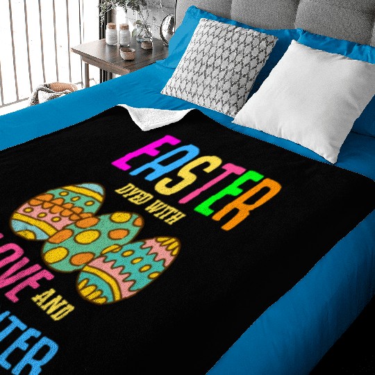 Easter Colorful Egg Dye Rabbit Egg Hunt Baby Blankets