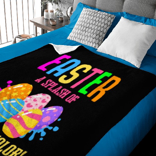 Easter Colorful Egg Dye Rabbit Egg Hunt Baby Blankets