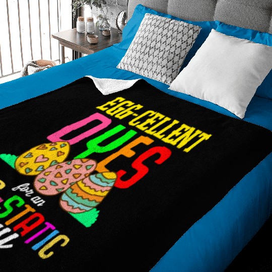 Easter Colorful Egg Dye Rabbit Egg Hunt Baby Blankets