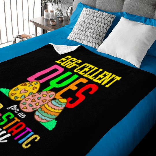 Easter Colorful Egg Dye Rabbit Egg Hunt Baby Blankets