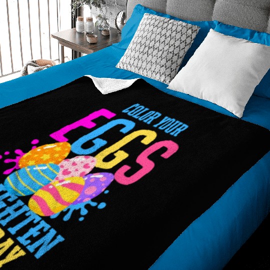 Easter Colorful Egg Dye Rabbit Egg Hunt Baby Blankets