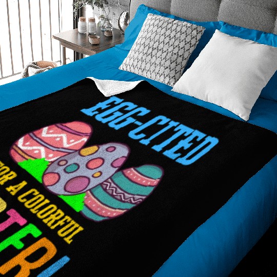Easter Colorful Egg Dye Rabbit Egg Hunt Baby Blankets