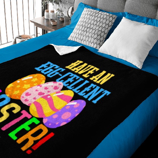 Easter Colorful Egg Dye Rabbit Egg Hunt Baby Blankets