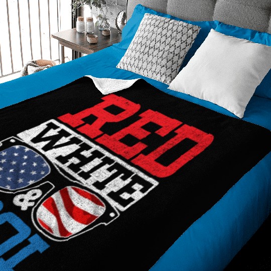 Red White And Cool America USA Flag 4th Of July Baby Blankets