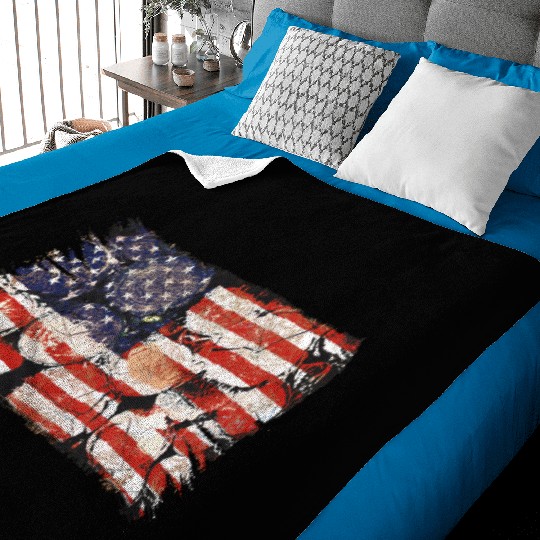 The Usa Flag Tree Trunks America Patriotism Baby Blankets