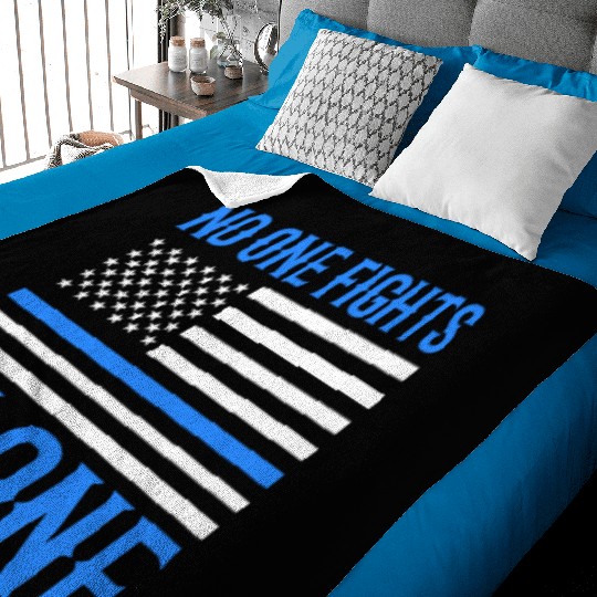No One Fights Alone Thin Blue Line Police Baby Blankets