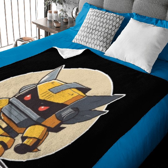 Ninja warrior mech robot kawaii illustration Baby Blankets