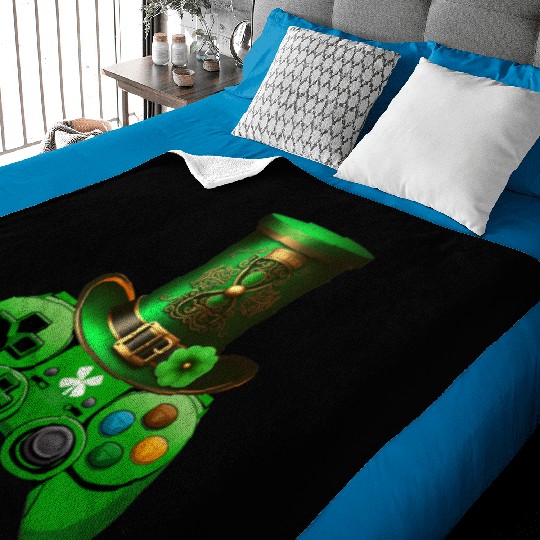 St Patricks Day Video Game Baby Blankets | Gamer Leprechau