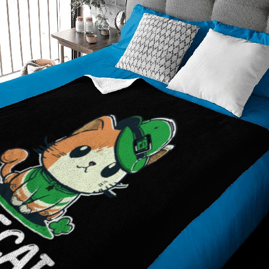 Leprecat funny cat wear irish hat st patricks day Baby Blankets