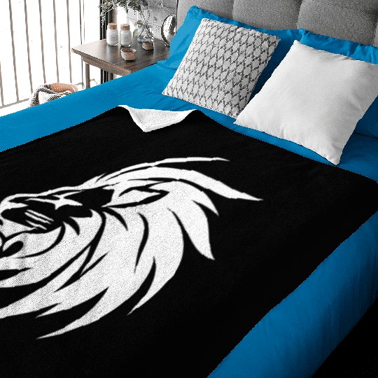 Wild Lion Head With Mane Tattoo Style Baby Blankets