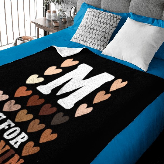 Black history month m for melanin african american Baby Blankets