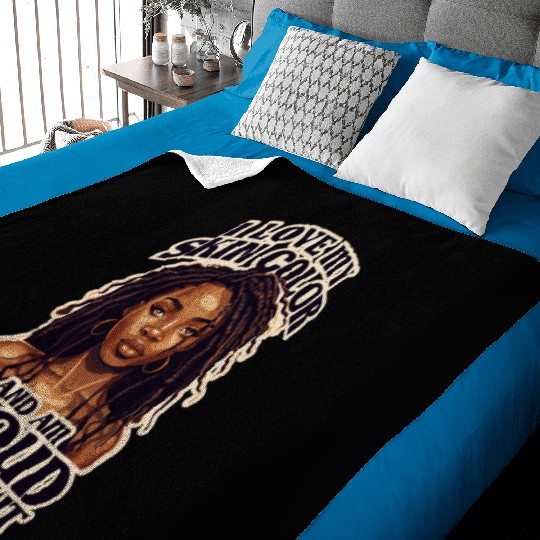 I Love My Skin Color Black Dreadlock Girl African Baby Blankets