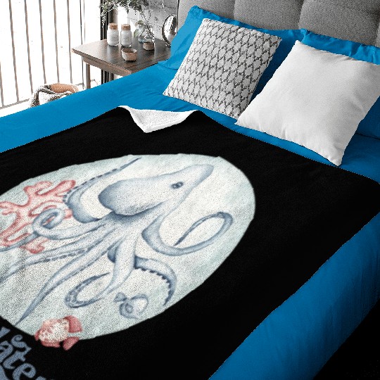sea ya later octopus near the coral in the sea Baby Blankets