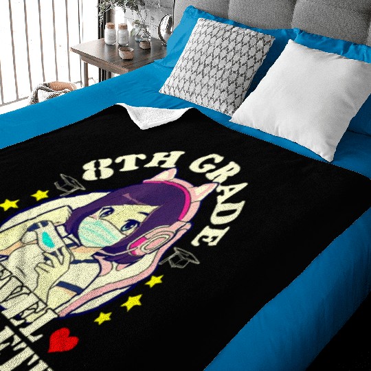 8th Grade Graduation Girl Loves Anime Gaming Face Baby Blankets