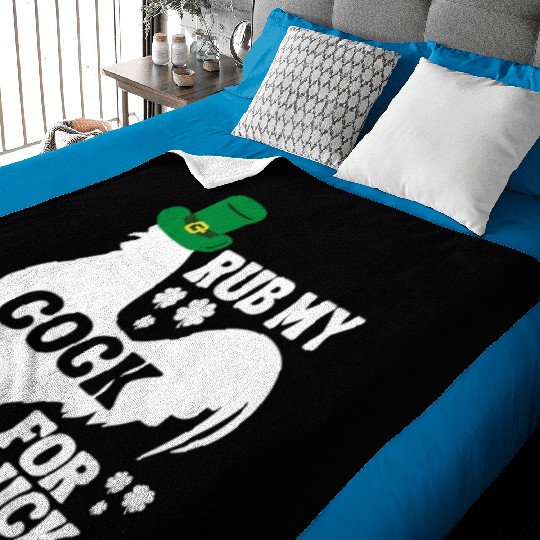 Rub My Cock for Good Luck, Funny St Patrick's Day Baby Blankets