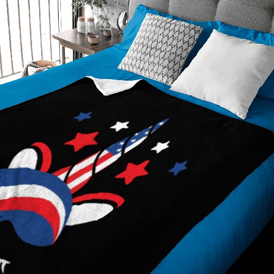 Patriotic America USA Flag 4th Of July Unicorn Baby Blankets