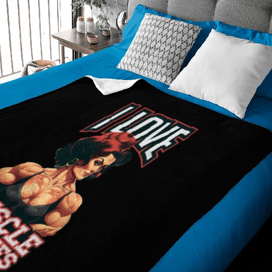 I Love Muscle Mommies Baby Blankets