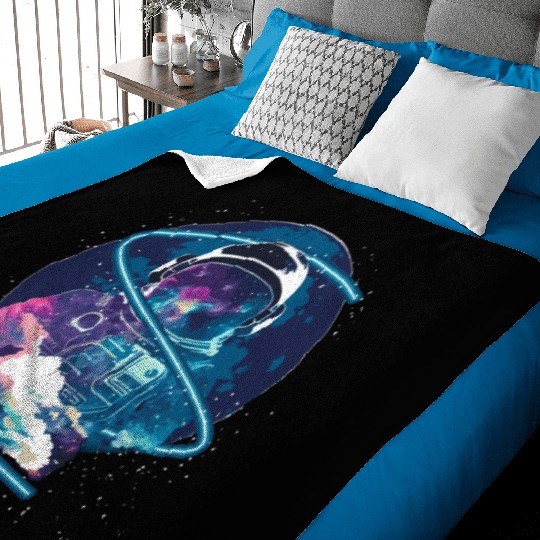 Galaxy Astronaut Full Moon Astronomy Space Science Baby Blankets