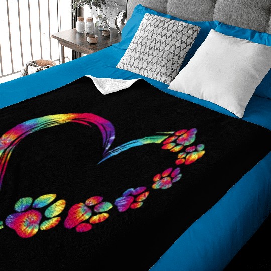 Dog Mom Dad Puppy Love Dogs Paw Print Heart Baby Blankets