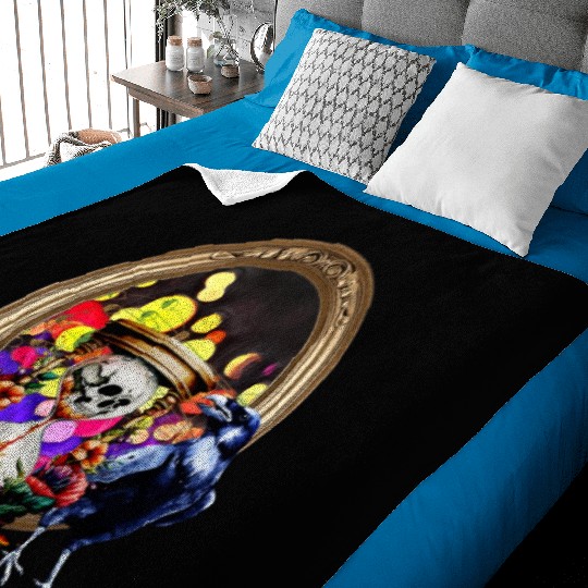 The Raven And The Skull Hourglass Baby Blankets