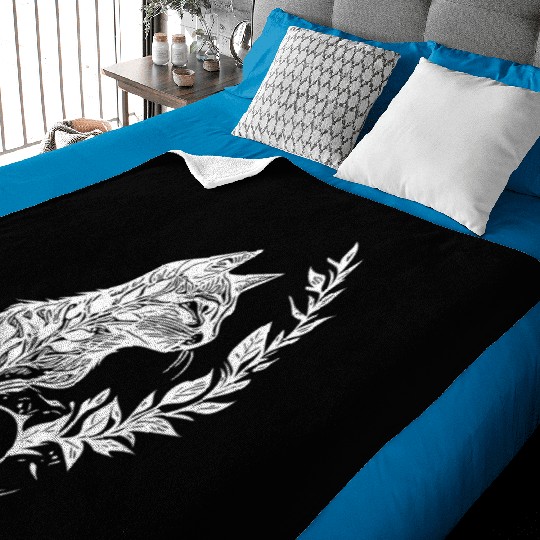 Cute Little Cat In Nature Tattoo Style Baby Blankets