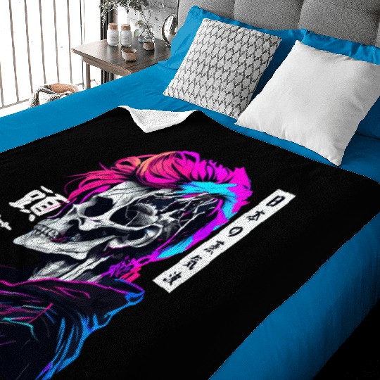 Sad Boy Anime Skull Skeleton Gothic Vaporwave Aest Baby Blankets