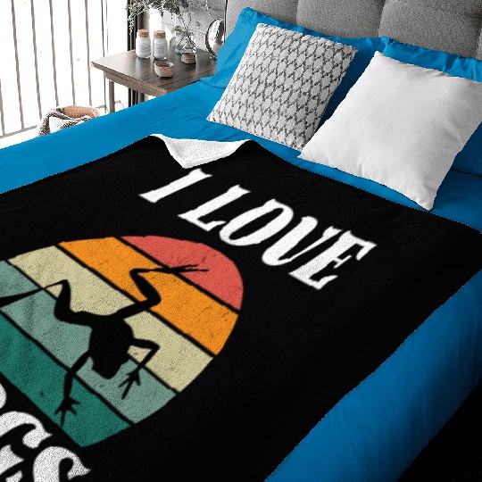 I LOVE FROGS RETRO SUNSET Baby Blankets