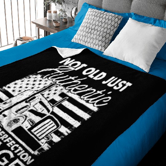 Truck Driver Us Flag Old Man Trucker Baby Blankets