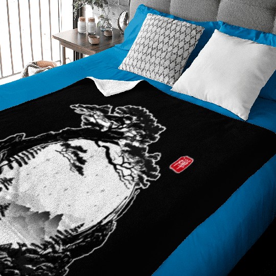 Japanese Zen Circle Landscape Buddhism Bonsai Tree Baby Blankets