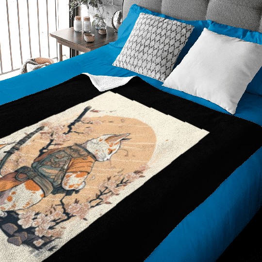 samurai katana cat vintage Baby Blankets