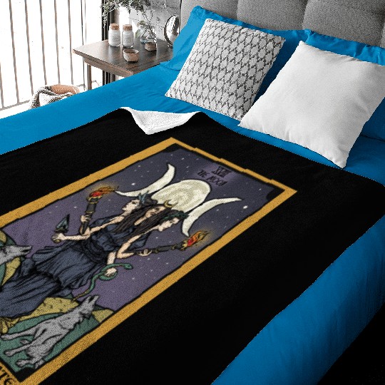 The Goddess Hecate in The Moon Tarot Card Baby Blankets