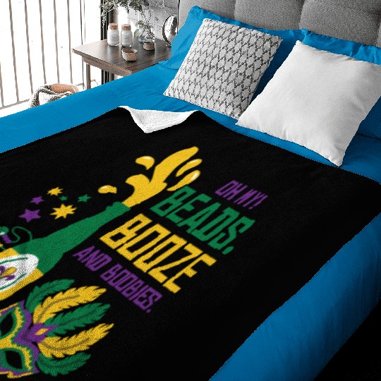 Mardi Gras Carnival Mask Beer Beads Boobies Baby Blankets