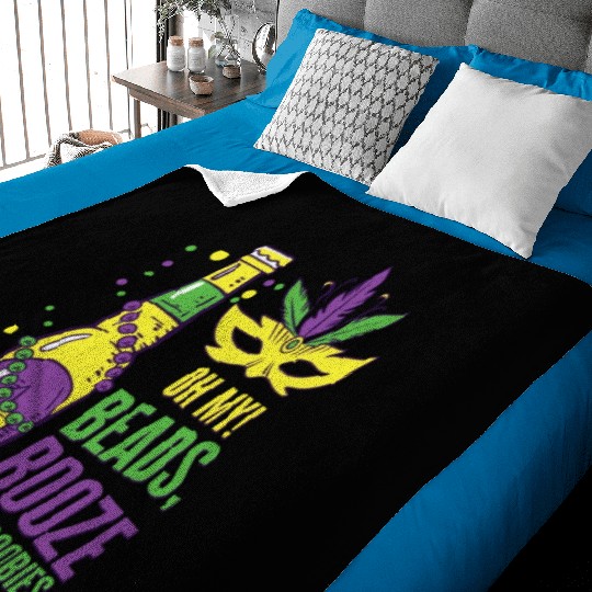 Mardi Gras Carnival Mask Beer Beads Boobies Baby Blankets