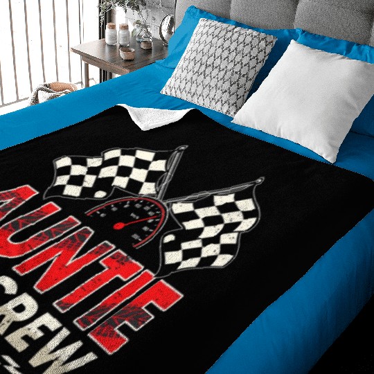 Funny Auntie Pit Crew Race Car Lover Racing Famil Baby Blankets