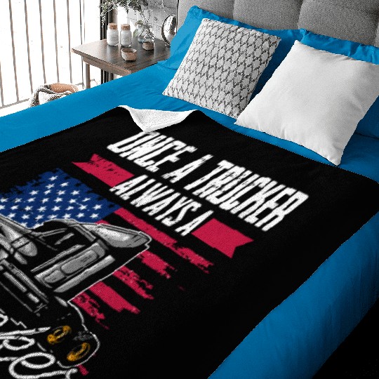 Truck Driver Us Flag Old Man Trucker Baby Blankets