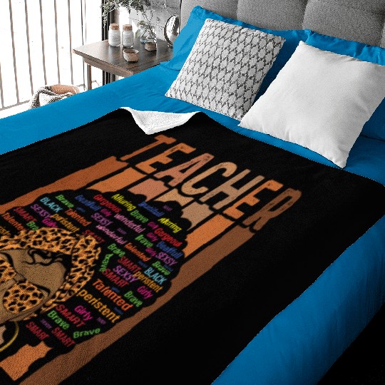 Black Smart Teacher Afro Love Melanin African Baby Blankets