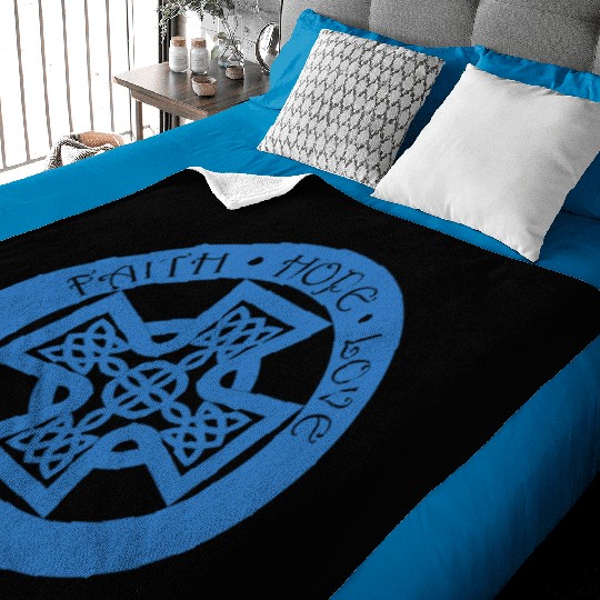 Timeless Celtic Cross With Faith Hope Love Baby Blankets