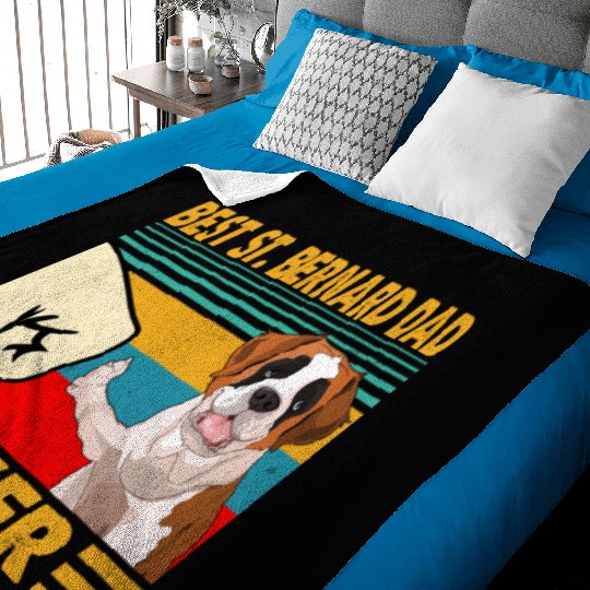 St Bernard Dad Father's Day Gift Saint Bernard Dog Baby Blankets